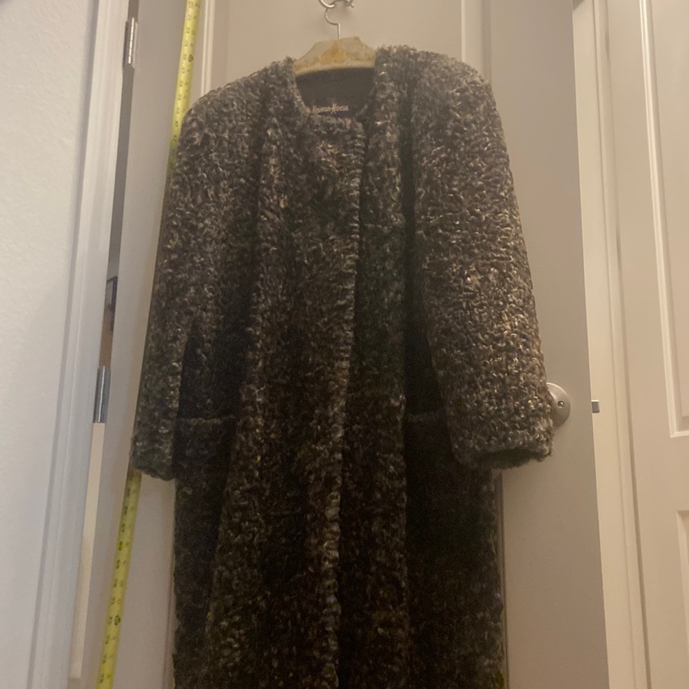 Vintage very long Curly Lamb fur coat browns